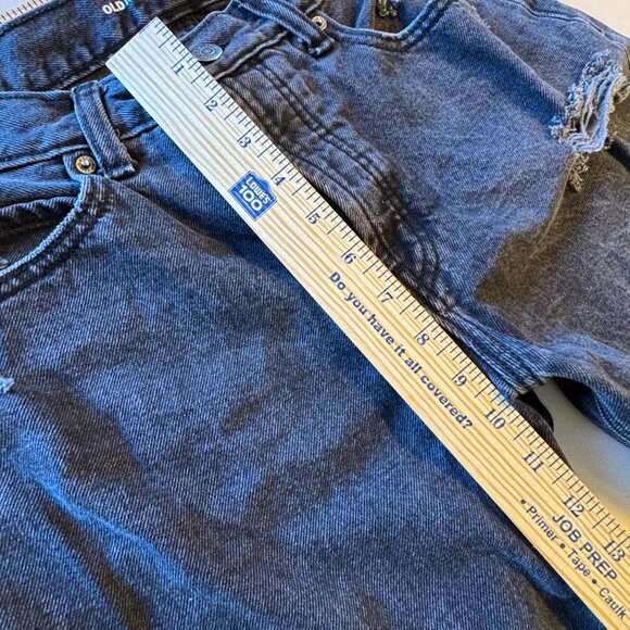 Old Navy Jeans Size 8 Black Button Fly High Rise Slouchy Straight  Distressed - Picture 7 of 12